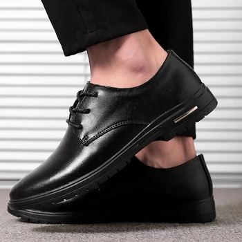Кожаная официальная обувь большого размера для мужчин, офисные свадебные туфли на плоской подошве, мужские черные кожаные туфли-оксфорды, мужские роскошные деловые дышащие лакированные