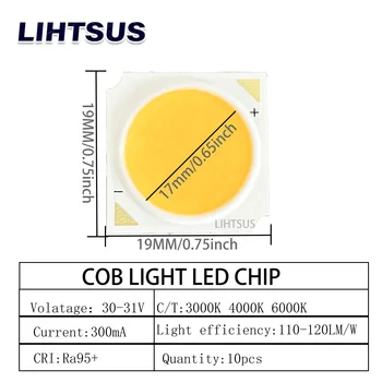 10ШТ 31V 300mA 10W LED COB Chip с Высоким CRI Диодами в Трековых Фонарях, Хороший источник Света, 1919 мм Световые Бусины LED Source Chip SpotLight