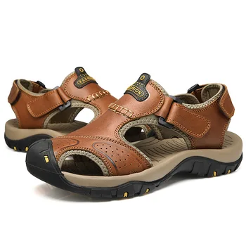 Сандалии, мужские Летние Новые Кожаные Baotou, Уличная Спортивная Пляжная обувь, Дышащая Уличная Легкая Повседневная обувь, Мужская 2023