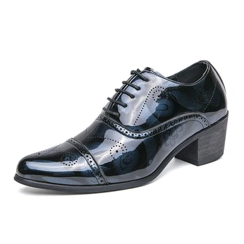 Новые высококачественные классические мужские модельные туфли Дерби из кожи на высоком каблуке Элегантный костюм Деловые Свадебные Официальные Оксфорды Дизайнерские кроссовки