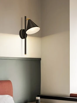 Полностью медный настенный светильник в стиле постмодерн, прикроватная лампа для спальни, гостиная, коридор, лестница, проход, светодиодный настенный светильник