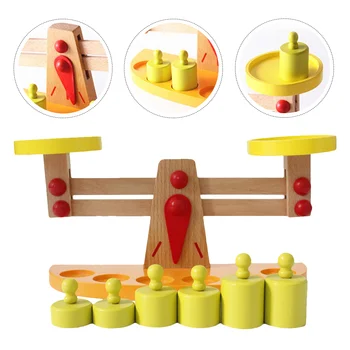 Деревянные весы, математические игрушки Монтессори с деревянными балками для детей, деревянный игровой набор для притворных рынков и игровых кухонь