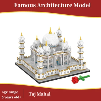 Вид на улицу Микро-сити, Тадж-Махал, всемирно известная архитектурная модель, Древний дворец, строительные блоки, набор для творчества, детские игрушки