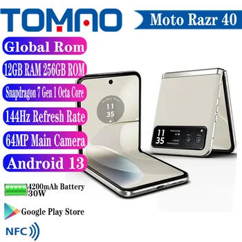 Глобальная встроенная память Motorola Moto Razr 40 Телефон с откидным экраном 5G Мобильный телефон 4200 мАч 30 Вт Восьмиядерный 64-мегапиксельная основная камера Snapdragon 7 Gen 1