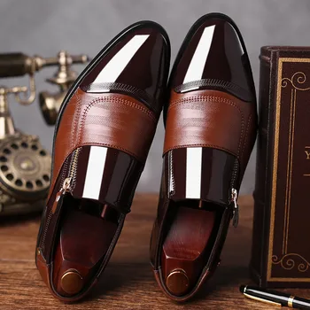 Новая весенняя мужская обувь Оксфорд в деловом стиле, Кожаная мягкая повседневная обувь, дышащие мужские лоферы на плоской подошве, обувь на молнии, обувь для вождения без застежки