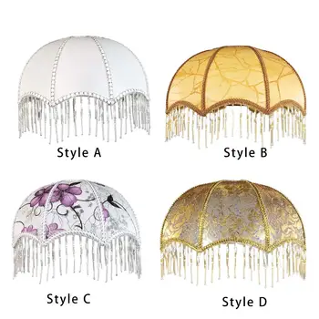Декоративный зонтичный абажур Крышка лампы с кисточкой Верхнее отверстие 3,9 дюйма, нижнее 11,8 дюйма, высота 5,9 дюйма Европейский стиль Ретро