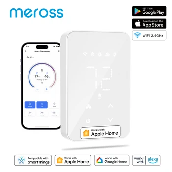 Умный термостат Meross HomeKit WiFi для электрического Плинтуса и автономной гидравлической работы с Siri Alexa Google SmartThings