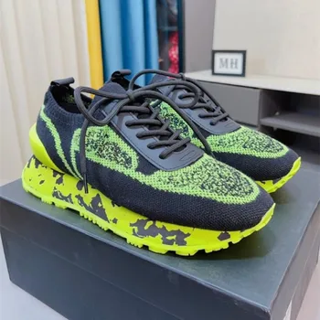 Новейшая весенне-осенняя обувь для мужчин, кроссовки на платформе из эластичной ткани, теннисные туфли на плоской подошве в стиле пэчворк, Дизайнерская обувь с принтом Tenis Masculino