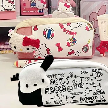 Аниме Sanrio Пеналы Kawaii Hello Kitty Сумки на молнии большой емкости Студенческая коробка для ручек Школьные Офисы Стационарные принадлежности