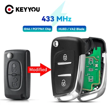 KEYYOU Ce0536 СПРОСИТЕ 2 кнопки Дистанционного ключа автомобиля 433 МГц Для Citroen C2 C3 C4 C5 Для Peugeot 207 208 307 308 408 pcf7961/pcf7941