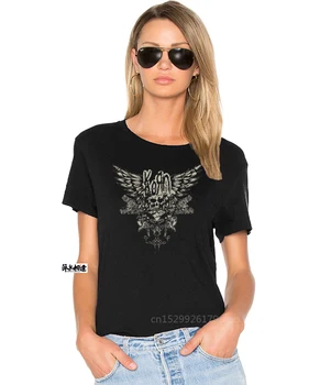 Korn Skull Wings Girls Juniors Черная футболка Новая торговая марка группы Customize Tee Shirt18