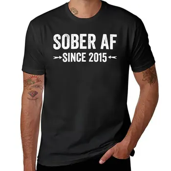 Новая рубашка Sober AF 2015 - подарочная футболка на годовщину 5-летней трезвости, футболка нового выпуска, футболки с аниме для мужчин