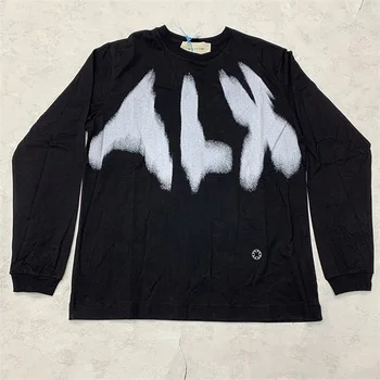 Винтажный модный бренд, очень большая футболка с длинным рукавом ALYX, функция струйного логотипа с граффити, Черные мужские и женские 1: 1