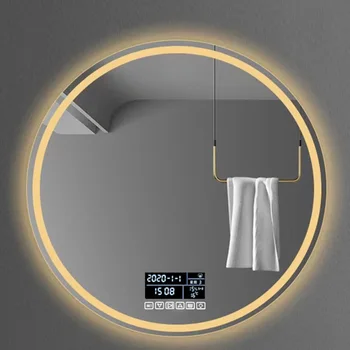 Легкая полка для зеркала в ванной Настенные светильники Современная наклейка на круглое зеркало Эстетичный Декор для дома в скандинавском стиле