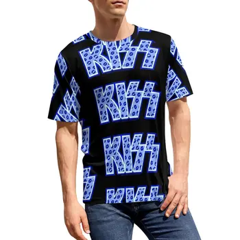 Футболка с логотипом Kiss Band, мужские ретро-футболки с синими губами, летняя футболка с графическим рисунком, забавная одежда больших размеров в подарок