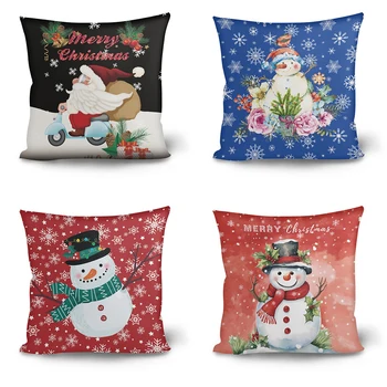 Милая наволочка Санта Клауса с принтом на одной стороне, индивидуальный дизайн, рождественские подарки для девочек, женщин, эластичная квадратная подушка, защитная подушка