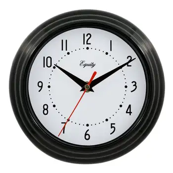 8-дюймовые традиционные аналоговые кварцевые часы черного цвета для помещений, 25013