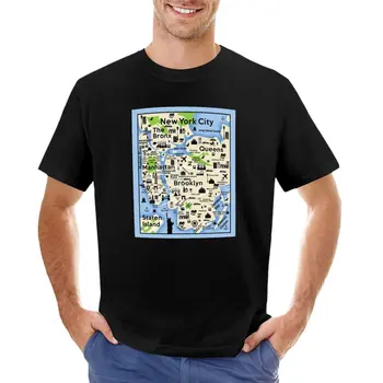 Нью-Йорк, Карта города, Бруклин, Квинс, Манхэттен, Стейтен-Айленд, Бронкс, сайты, Городские футболки с графическими изображениями, футболки для мужчин