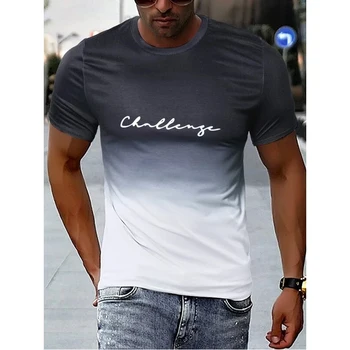 Винтажная мужская футболка с 3D градиентным принтом, топы с коротким рукавом, Летняя повседневная уличная модная футболка, футболка оверсайз, мужская одежда