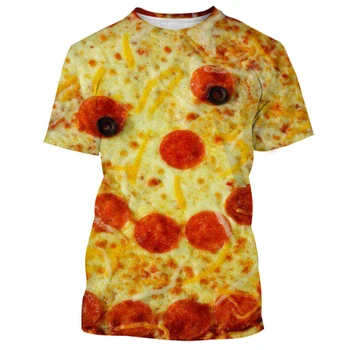 Новая мужская/женская футболка для пиццы с 3D-принтом Food Pizza, модная футболка для пиццы унисекс, повседневная футболка для фастфуда в стиле хип-хоп с круглым вырезом