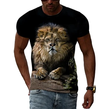 Модные Новые Мужские футболки с 3D животным Львом, Летние повседневные футболки в уличном стиле, хип-хоп-стиль, принт в стиле Харадзюку, Короткий рукав