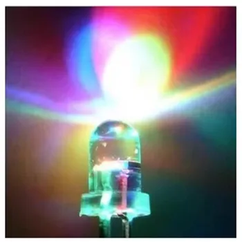 50ШТ Красочных светодиодных светодиодов с медленной вспышкой 3 мм красного, зеленого, синего трехцветных автоматических концентрированных длиной в фут