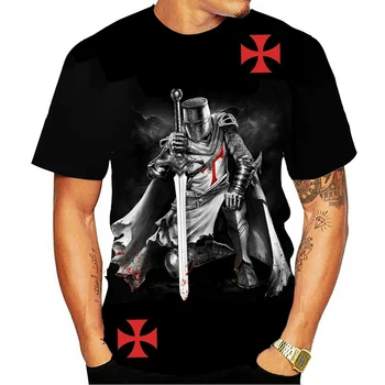 Футболка с 3D принтом Knights Templar, Модные Повседневные Женские футболки Knights Templar, Мужские Футболки в стиле Хип-хоп Harajuku, Уличная футболка, Топы
