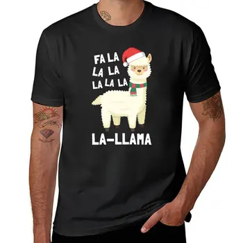 Новая рождественская футболка Fa La Llama Эстетическая одежда аниме мальчики рубашка с животным принтом черные футболки мужская футболка с рисунком