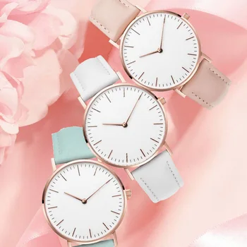 Sdotter Простые Элегантные Часы для Женщин 2023 Розовый Белый Кожаный Ремешок Для Часов Платье Женские Наручные Часы Повседневные Женские Часы Hot montre