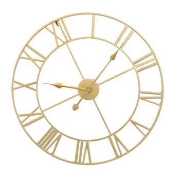 Настенные часы Большие металлические настенные часы Европейские декоративные часы для дома, гостиной, спальни, кухни (золотой дизайн)
