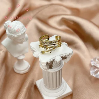 Трехслойное выдалбливаемое кольцо, Элегантные винтажные женские украшения из хрусталя и жемчуга, Подарочные аксессуары для свадебной вечеринки из Стерлингового серебра