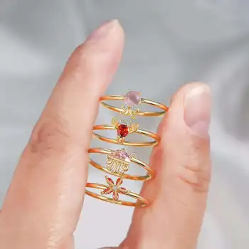 Новое кольцо с цирконием из 18-каратного золота в европейском и американском стиле с милым зверушком на пальце девушки