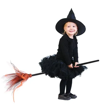 Ведьмина метла, реквизит для ведьминой метлы, креативная ведьмина сетчатая метла, летающая метла, принадлежности для костюмированной вечеринки (оранжевый)