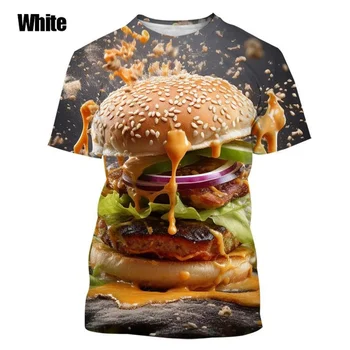 2023 Новинка и интересная футболка с изображением бургера, футболка с 3D-принтом, мужская футболка с круглым вырезом и короткими рукавами, топ