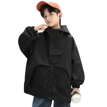 Пальто для мальчиков, однотонные пальто для мальчиков, Детские пальто в повседневном стиле, Весенне-осенняя Детская одежда