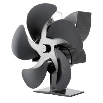 Черный Каминный вентилятор Бесшумный Безопасный 5 Лопастейный вентилятор для тепловой печи Дровяная горелка Эффективное Распределение тепла Вентилятор для домашнего камина