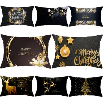 Рождественская подушка Серии Black Gold Санта Клаус Снежный Чехол для подушки Декор Рождественский орнамент Рождественский подарок Новогоднее украшение