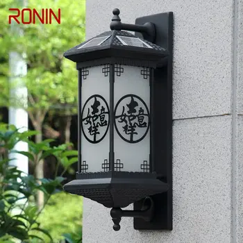 Уличный солнечный настенный светильник RONIN Креативный Китайский стиль, Черное бра, светодиодная Водонепроницаемая IP65 для дома, балкона, двора