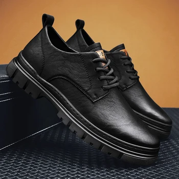 Мужская обувь zapatos hombr на шнуровке, британская осенняя обувь на платформе из натуральной кожи, мужские качественные модельные туфли, мужские оксфорды.