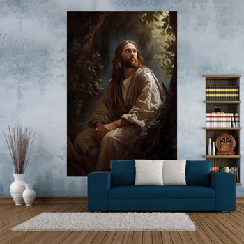 XxDeco, ретро-арт-гобелен, иллюстрация Иисуса, Печатное украшение стен, Покрывающее общежитие, Ковры, Фон для гостиной, Коврик для йоги