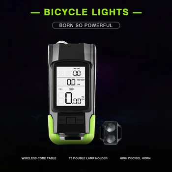 Велосипедный компьютер 3 в 1 со светодиодной USB-аккумуляторной велосипедной лампой, водонепроницаемым велосипедным рожком, спидометром, велосипедной лампой для MTB дорожного велосипеда