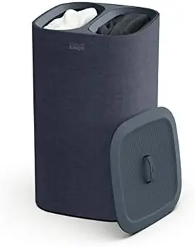 Joseph Tota 90-литровая разделительная корзина для белья с крышкой, 2 съемных мешка для стирки с ручками - серый