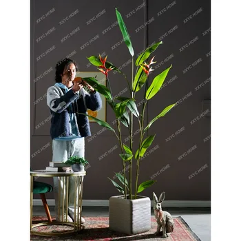 Искусственное цветочное дерево в горшке Зелень для гостиной Райская птица Ландшафтный дизайн Декоративный цветочный орнамент