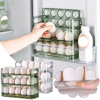Многослойная Реверсивная коробка 30 стеллажей для кухонных коробок Яйцо Для трех яиц Многослойное Яйцо для хранения яиц Дома Из яиц Новый лоток Для холодильника Можно хранить