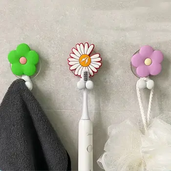 Креативный держатель для детской зубной щетки с мультяшным цветком, настенная вешалка для зубных щеток, электрическая полка для зубных щеток