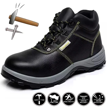 Защитные ботинки со стальным носком, мужская зимне-осенняя рабочая обувь, мужские рабочие ботинки сварщика с защитой от ударов, мужская защитная обувь, неразрушаемые ботинки