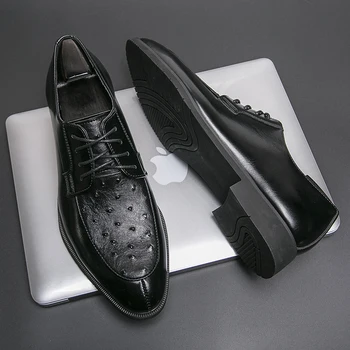 Деловая мужская официальная обувь на шнуровке, большие размеры 38-46, модельные туфли для мужчин, модная обувь из спилка