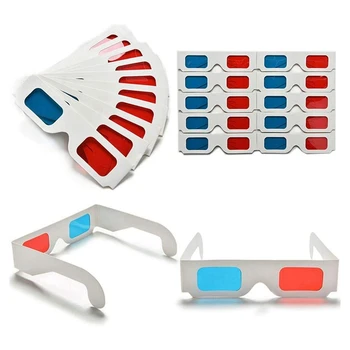 3D-очки, 30 пар красных и синих бумажных стереообъективов для фильмов, набор 3D-очков из анаглифной бумаги CNIM Hot