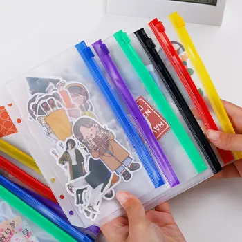 Цветные пакеты для папок формата А5 А6, пластиковый пакет для документов из ПВХ, многоцелевая сумка для хранения, Прозрачная папка на 6 отверстий, Школьные канцелярские принадлежности